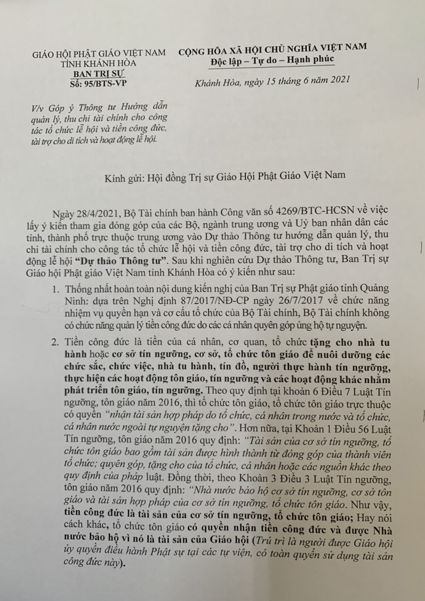 ban tri su tinh khanh hoa gop y ve du thao thong tu bo tai chinh ve quan ly tien cong duc