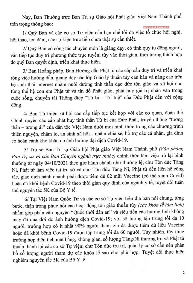 giao hoi tp hcm huong dan sinh hoat ton giao trong binh thuong moi