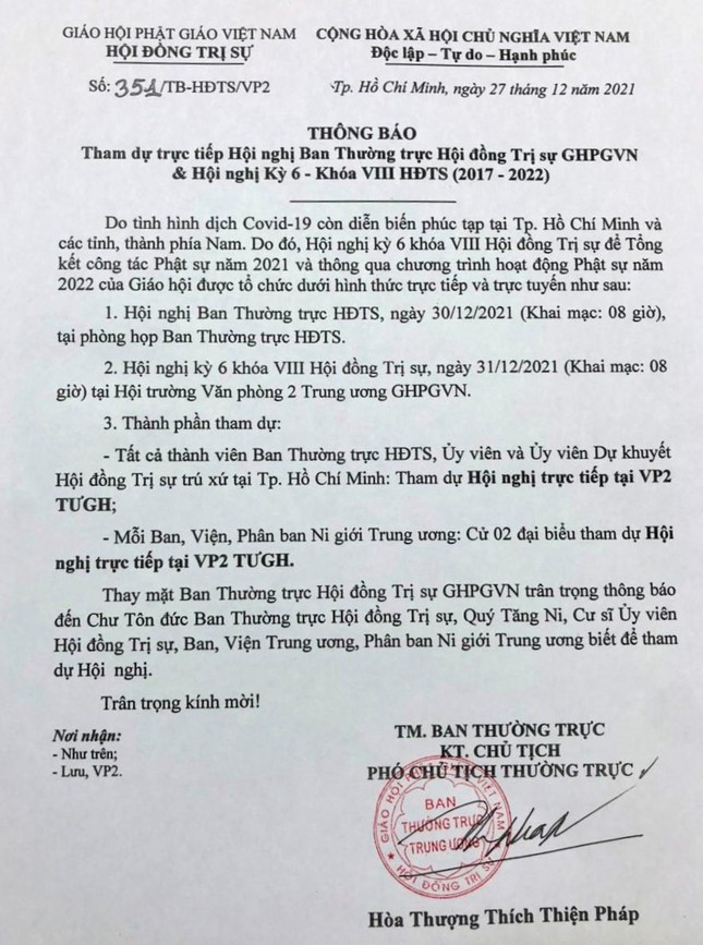 thong bao ve tham du truc tiep hoi nghi ban thuong truc va hoi nghi ky 6 hoi dong tri su ghpgvn