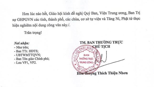 trung uong giao hoi keu goi tang ni cam tuc phat tu o yen mot cho tung kinh duoc su cau binh an